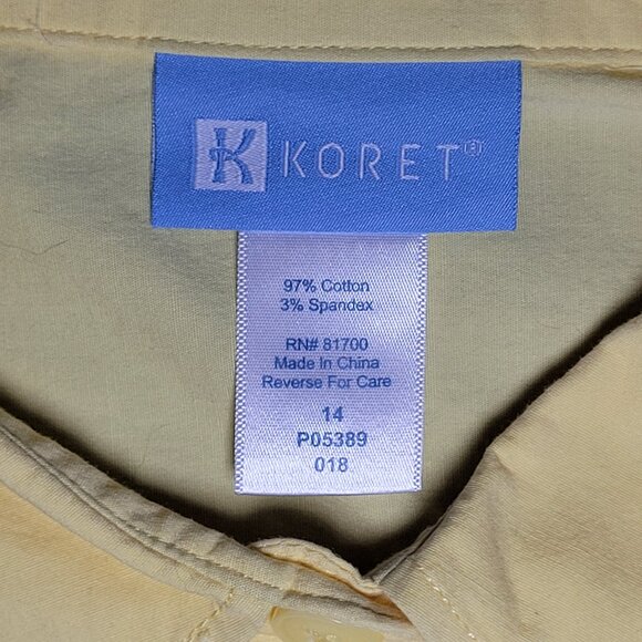 Koret Womens Yellow Long Sleeve Button Up Cotton Blouse Size 14 - Picture 4 of 13